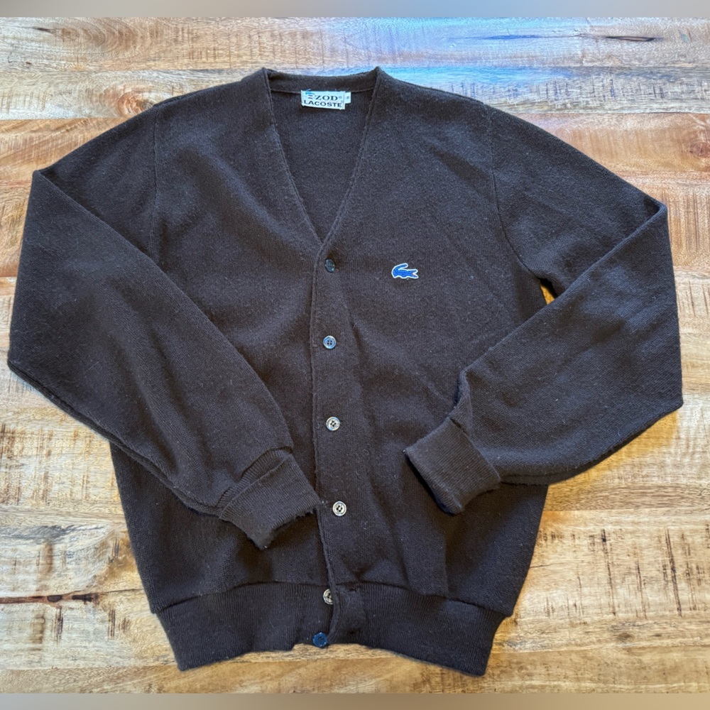 Vintage Izod Lacoste Brown Cardigan small